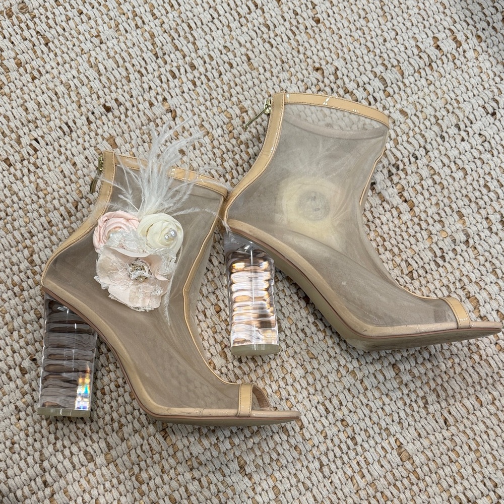 Leith Elegant Tan Mesh Heeled Sandals